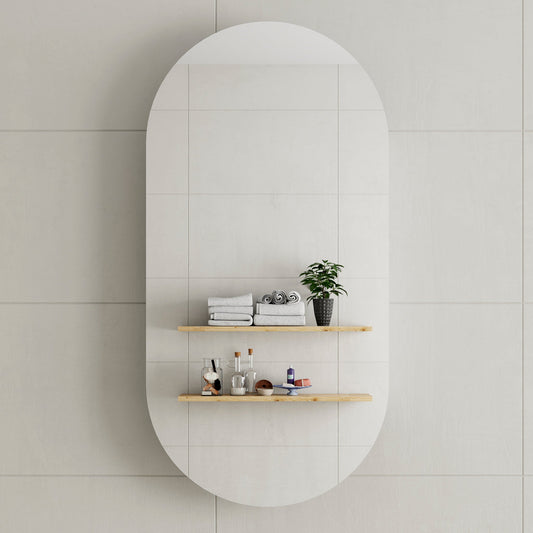 Pill Oval 600mm x 1200mm Shaving Cabinet Mirror, Matte White