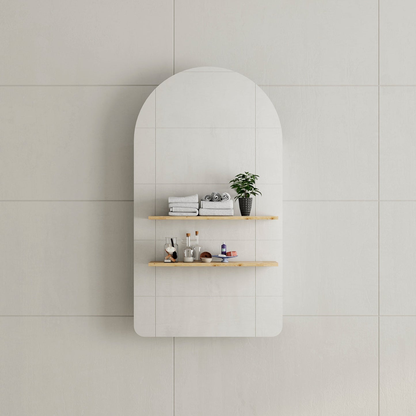 Arco Arch 550mm x 1000mm Mirrored Shaving Cabinet, Matte White