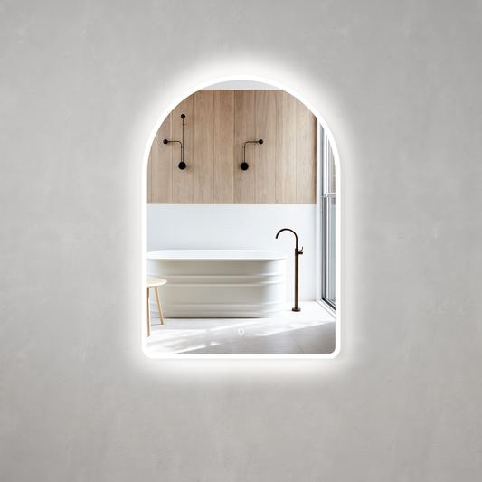 Arco Arch 700mm x 1000mm LED Mirror with Frosted Glass Border and Demister