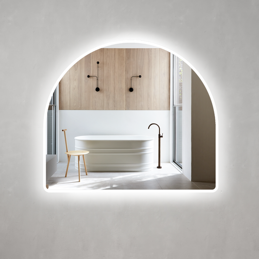 Arco Arch 1150mm x 1000mm LED Mirror with Frosted Glass Border and Demister