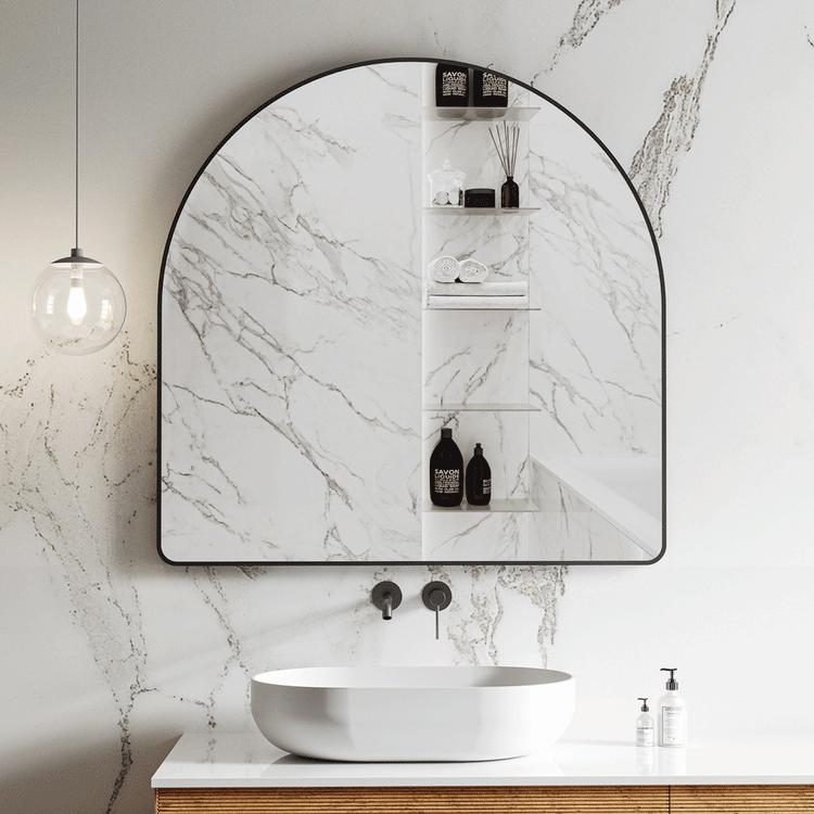 Arco Arch 550mm x 1000mm Framed Wall Mirror Matte Black Enflair