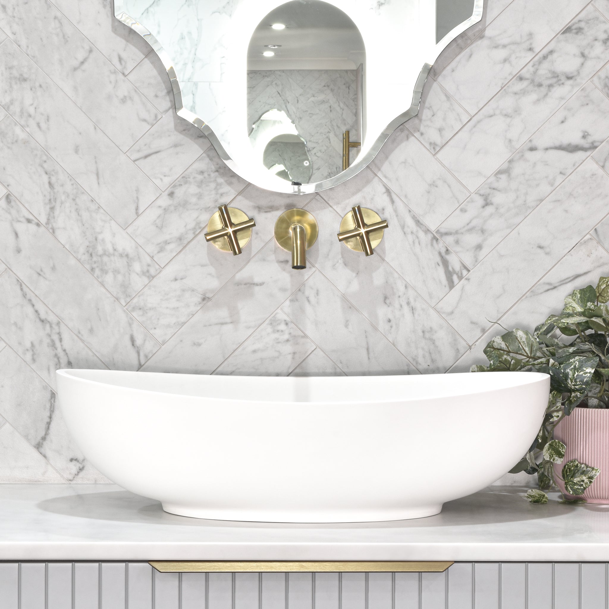 Whitehaven Artificial Stone Basin, Matte White – Enflair