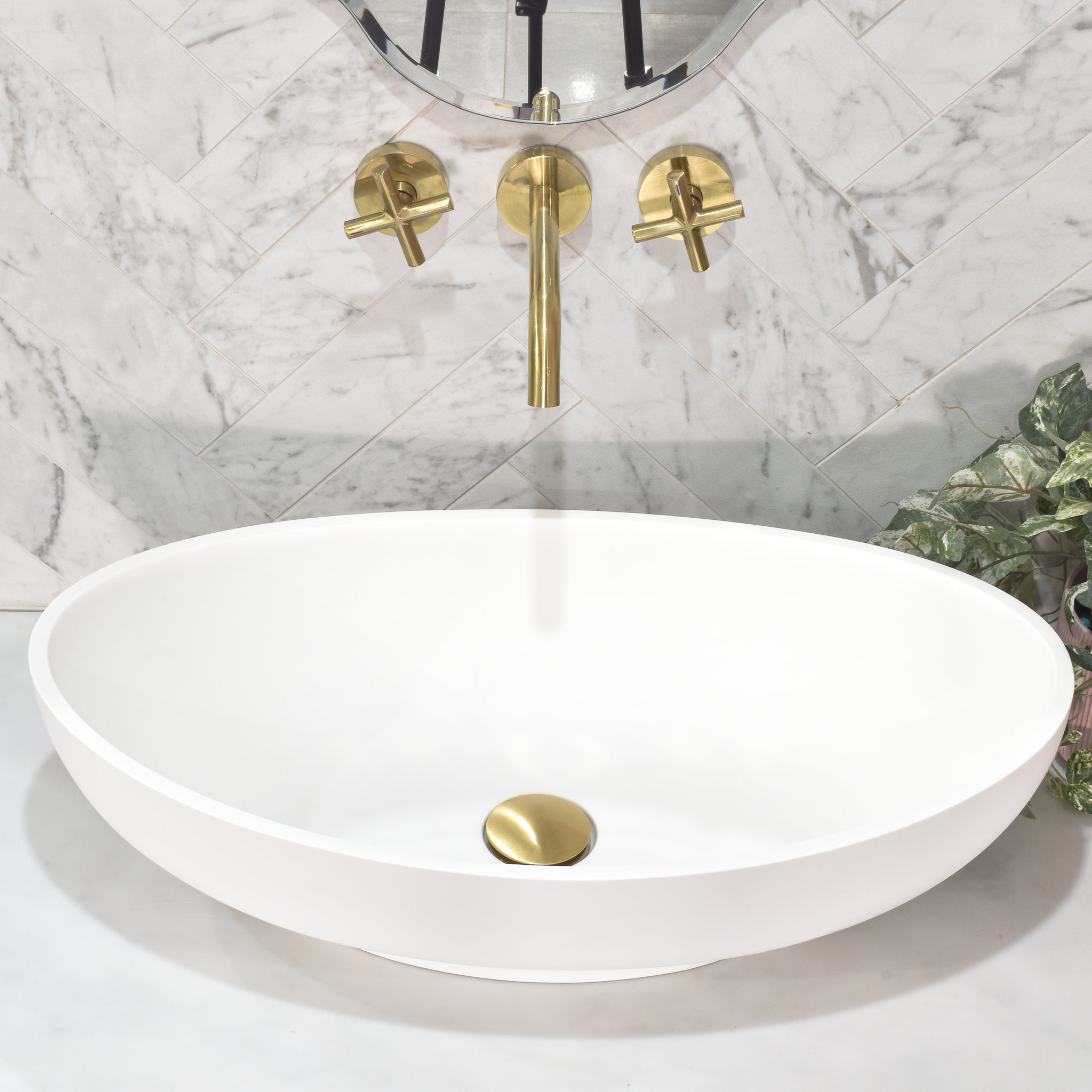 Whitehaven Artificial Stone Basin, Matte White – Enflair