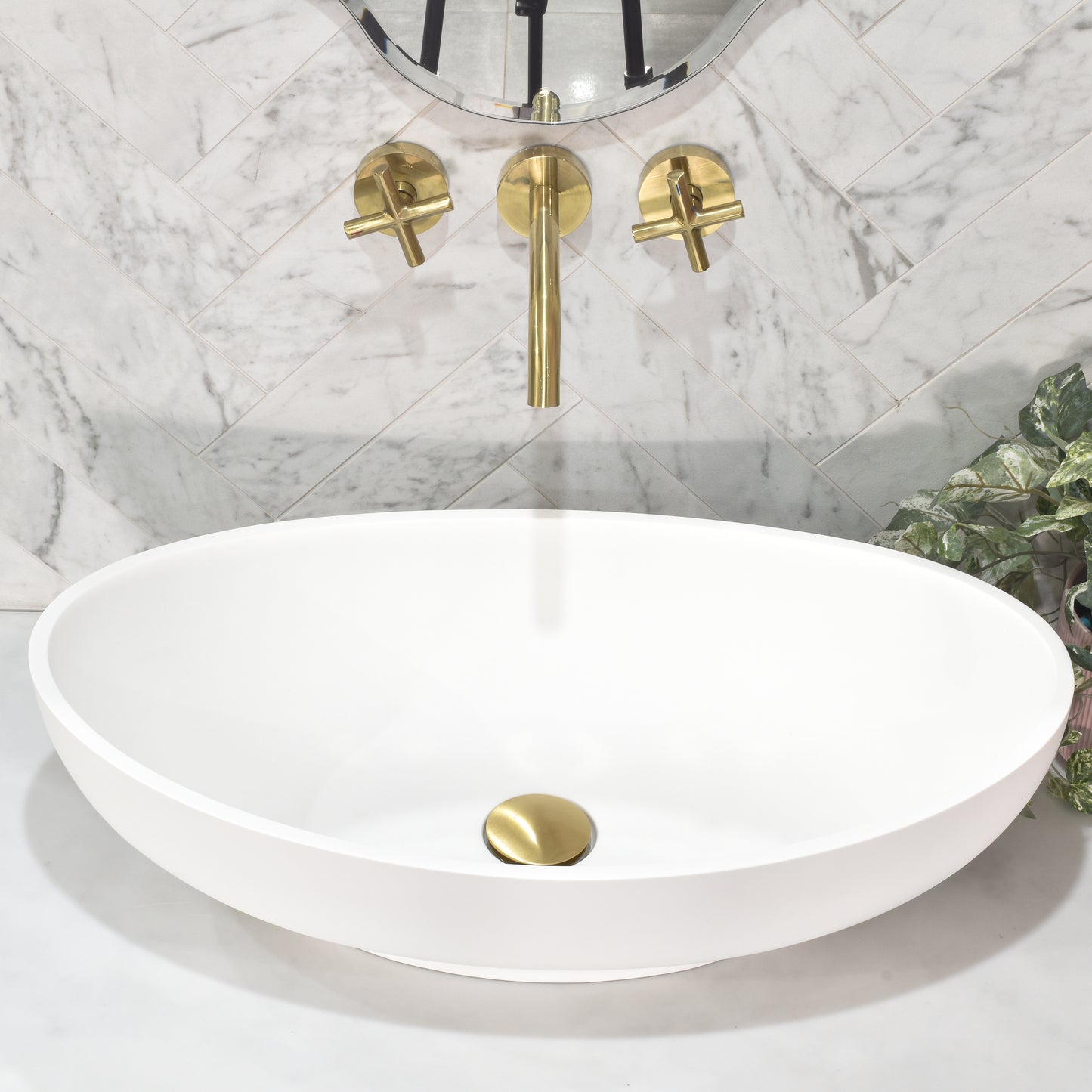 Whitehaven Artificial Stone Basin, Matte White