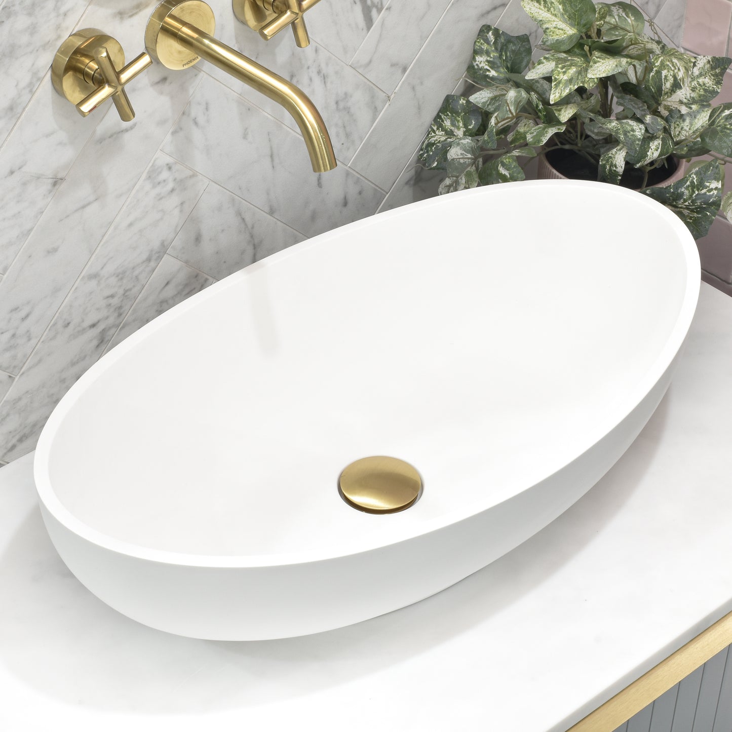 Whitehaven Artificial Stone Basin, Matte White